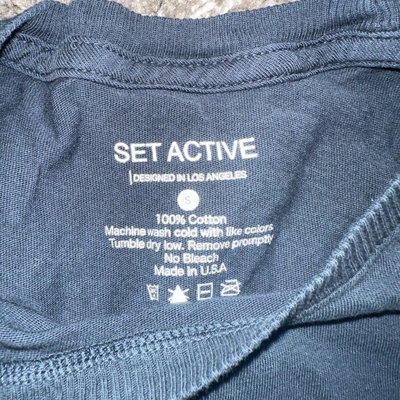 Set Active Navy Blue Cropped T Shirt - Picture 2 of 4